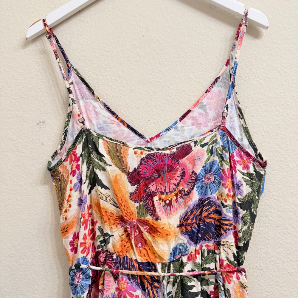 Farm Rio Floral Mini Dress Size Large Multi Color Viscose Tie Casual Summer-NWT - Picture 5 of 13